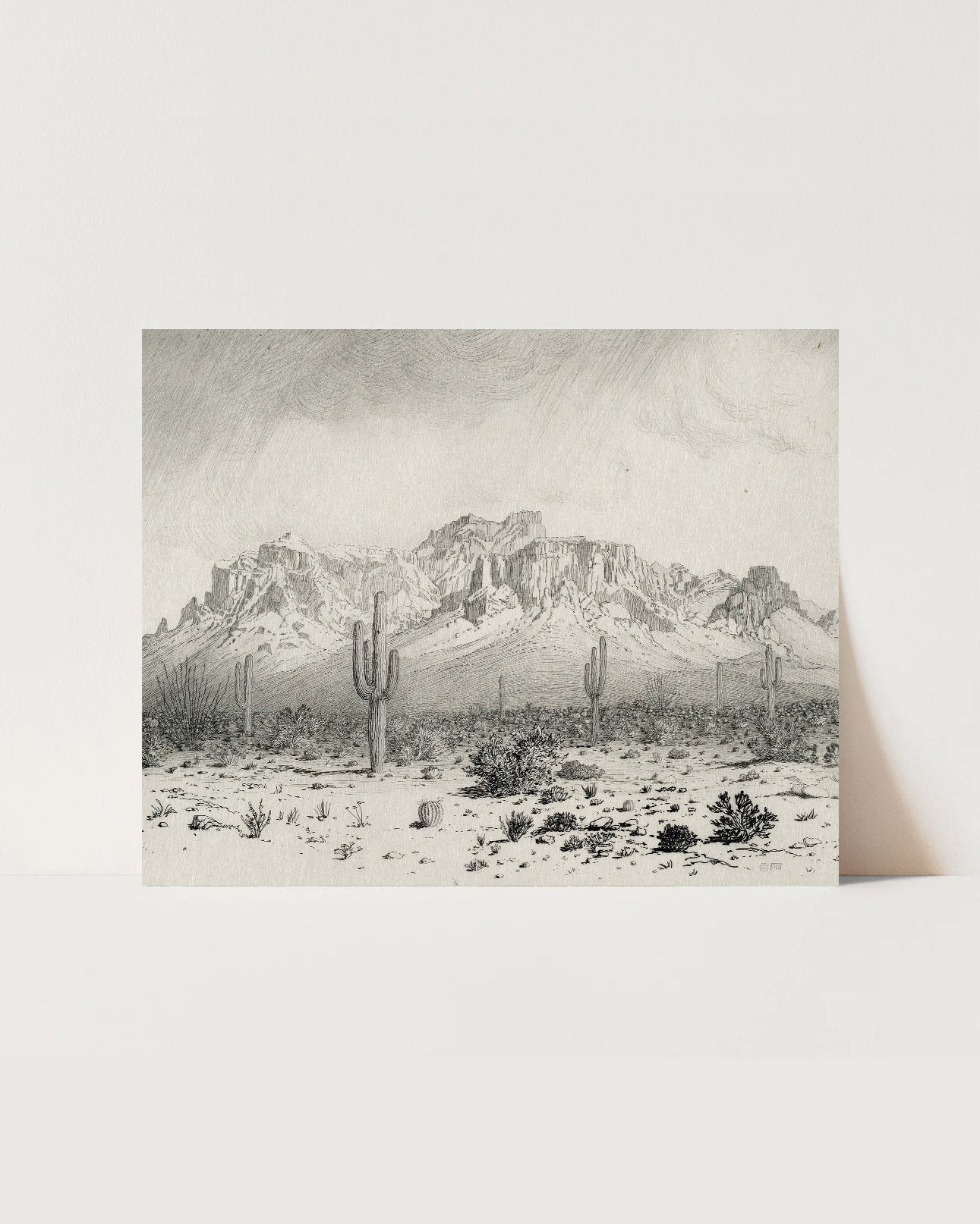 Saguaro Sketch Vintage Art Print