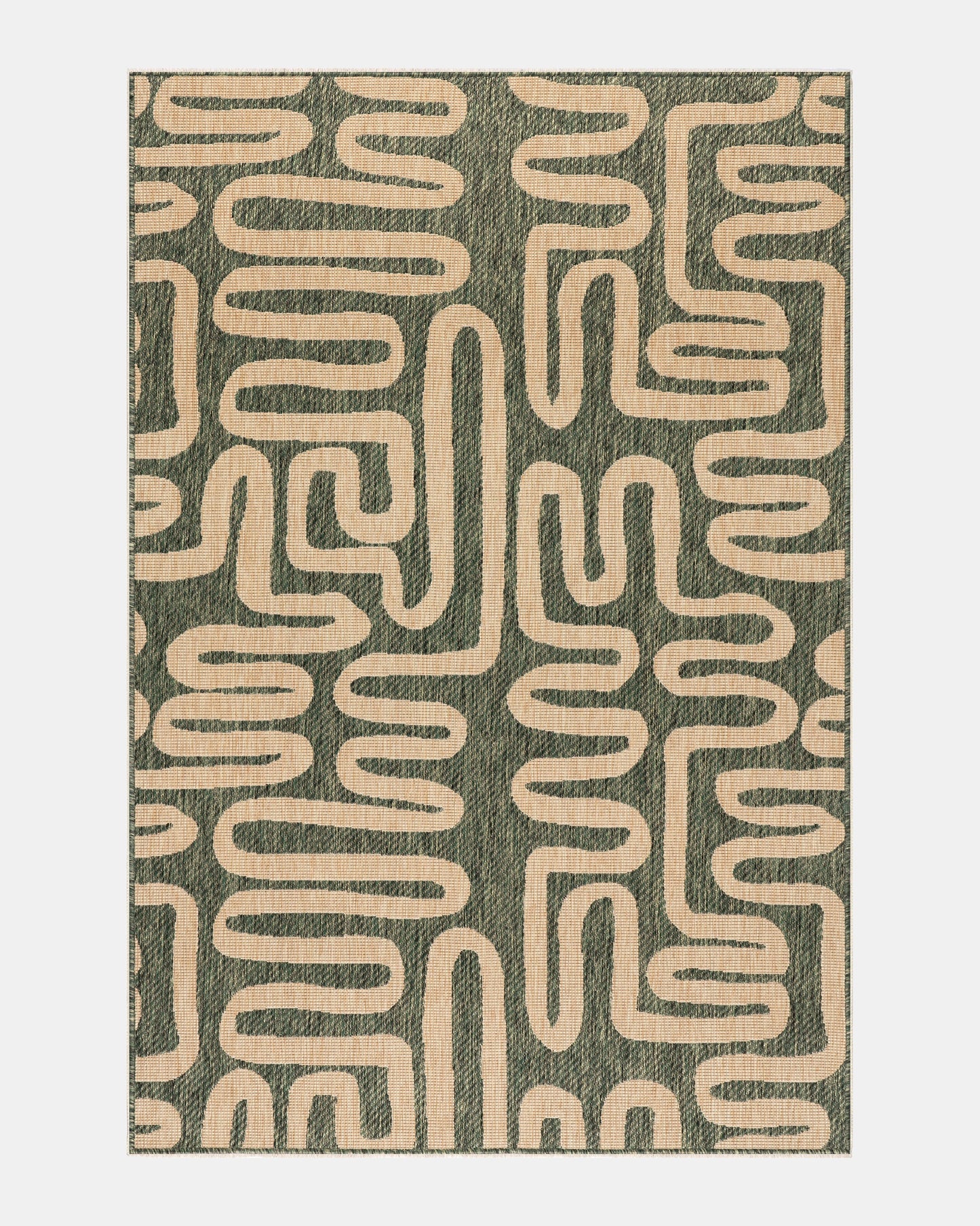 Green Squiggle Indoor Outdoor Rug